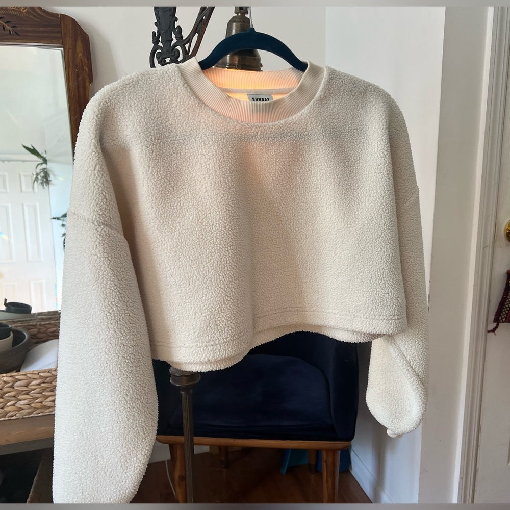 Sunday Best white Cropped Crew Neck Sweater